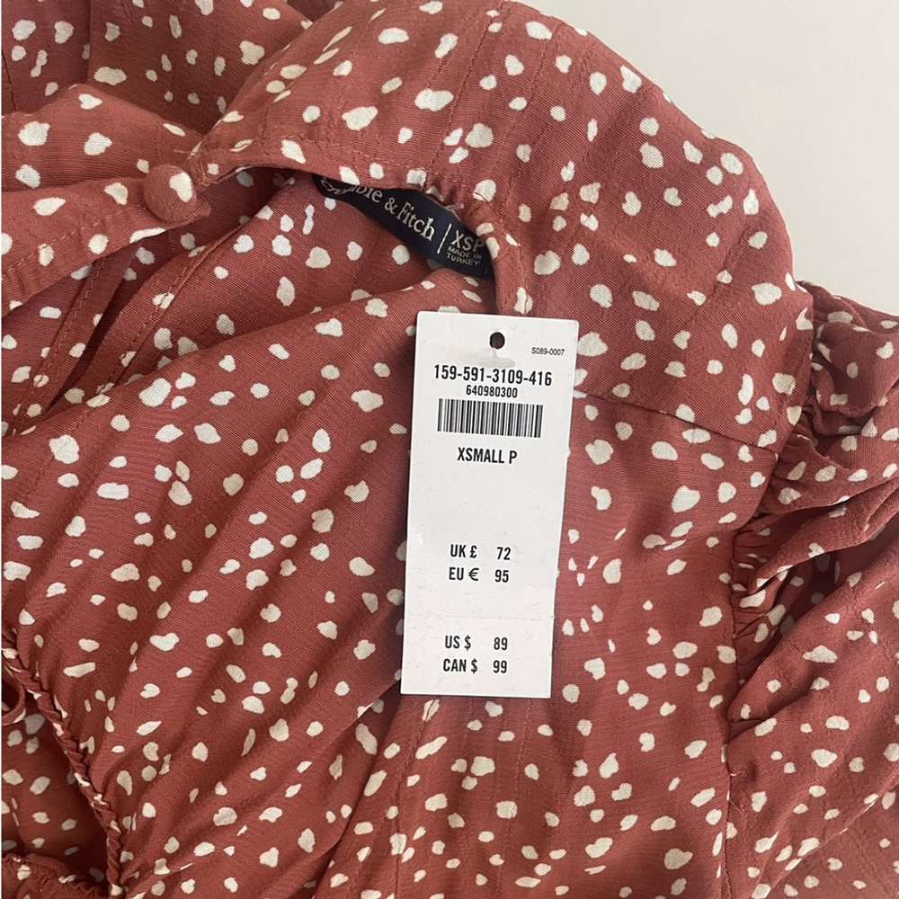 new Abercrombie & Fitch Backless Pink Floral Dress Midi Polka Dot - Picture 11 of 11